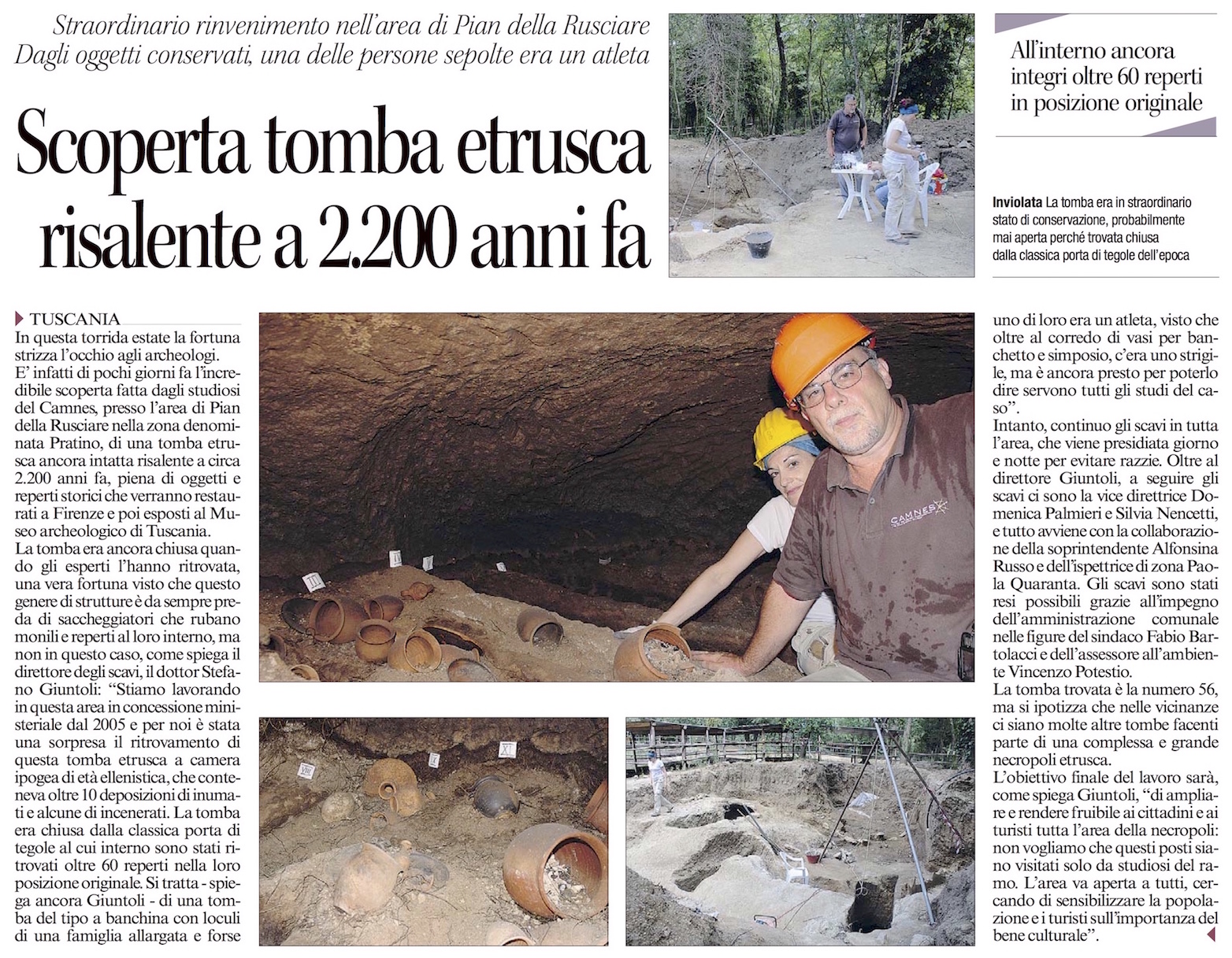 Discovered intact tomb in Tuscania